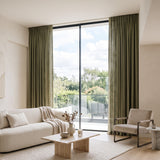 rideau lin vert olive