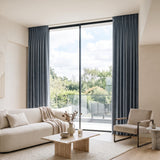 rideau velours bleu gris