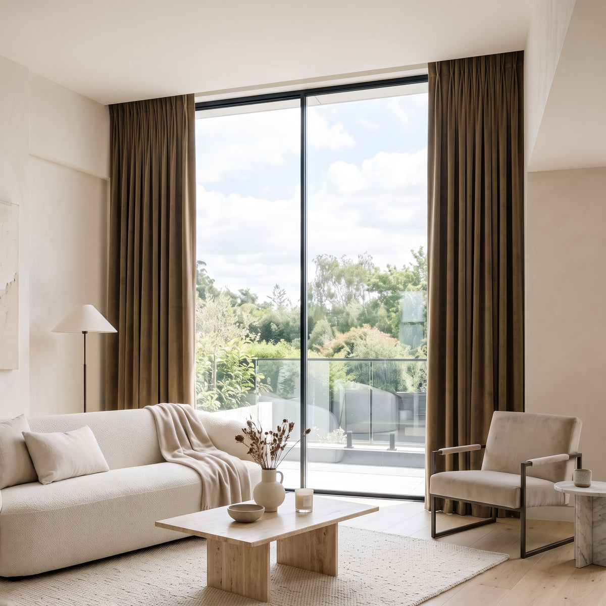 rideaux velours bronze