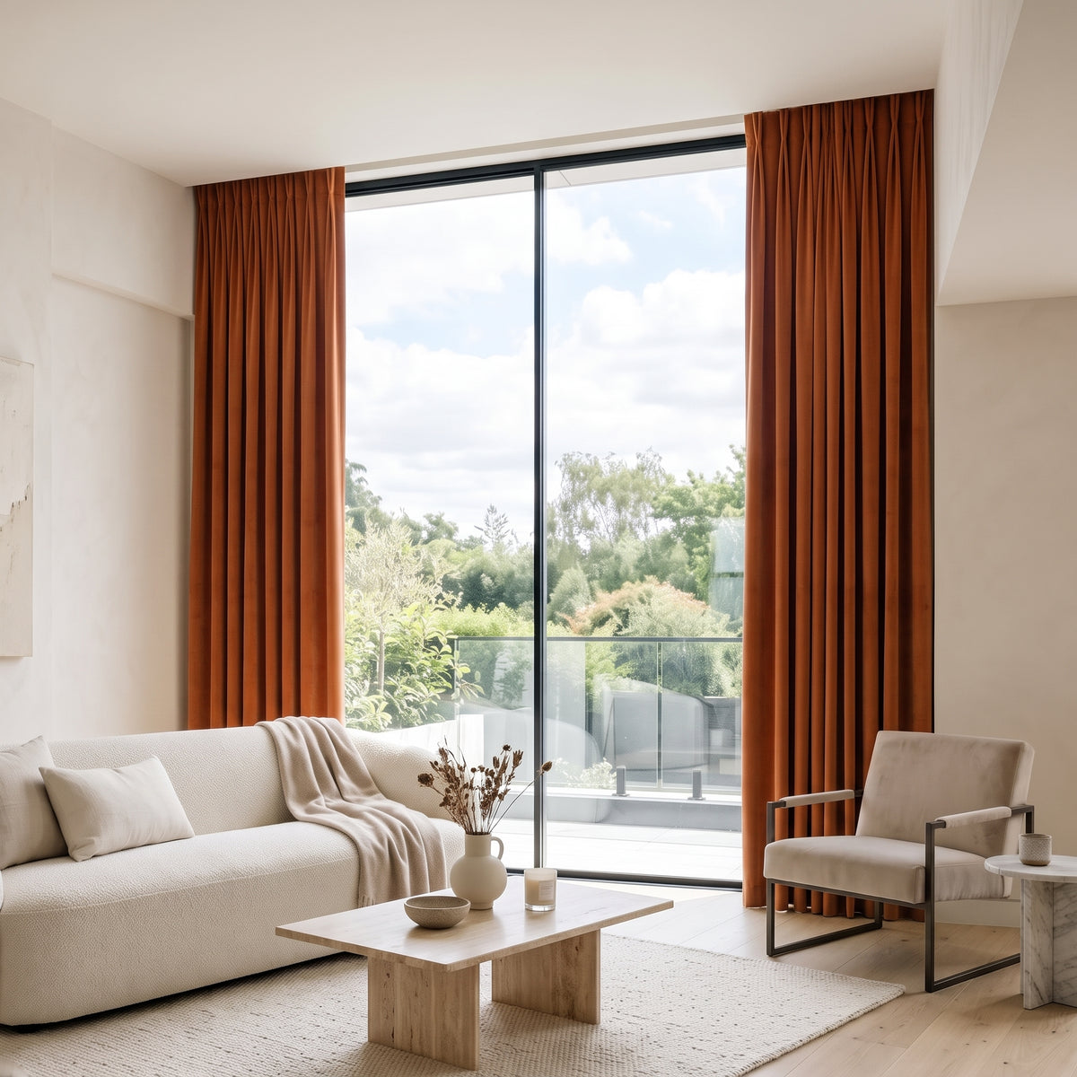 rideau velours orange