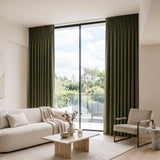 rideaux velours vert olive