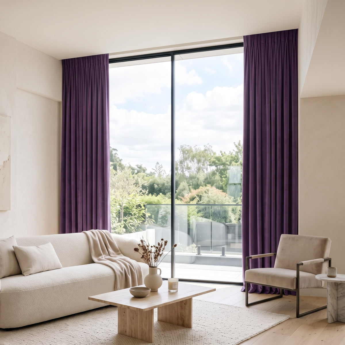 rideaux velours violet