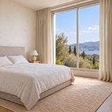 Rideau Lin Ecru chic dans une chambre lumineuse