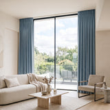rideaux velours bleu clair