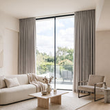 rideau velours gris clair