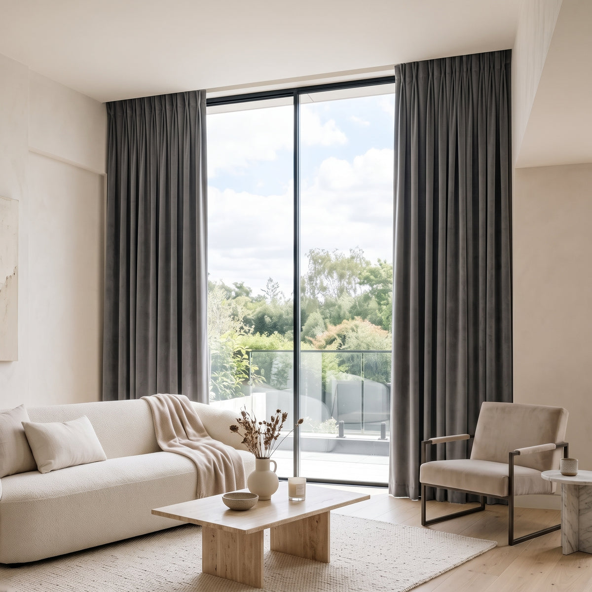 rideaux velours gris